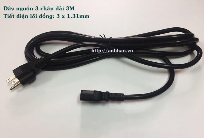 Dây nguồn 3 chân dài 3M tiết diện lõi đồng 1.31mm